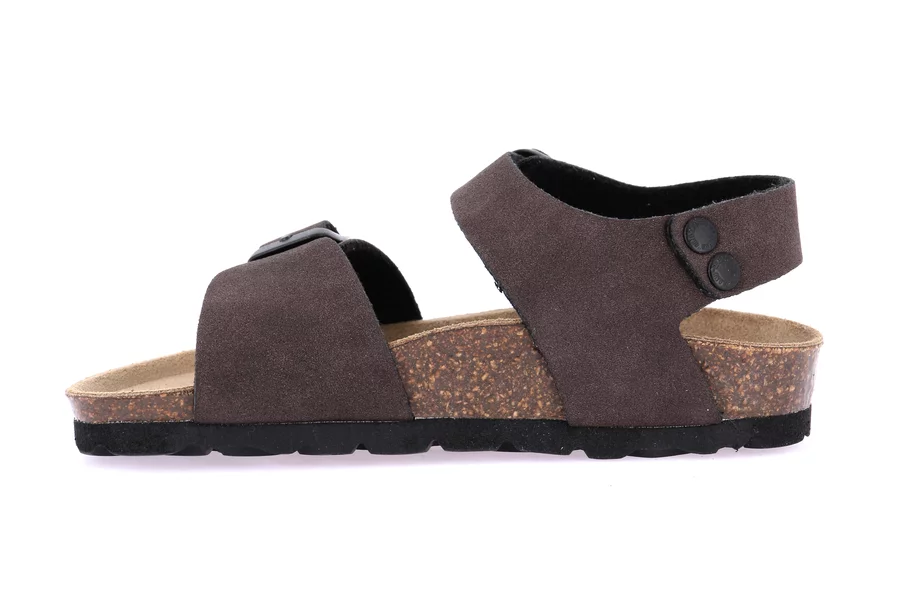 Sandalo doppia fibbia in eco-suede SB0635 - TESTA DI MORO | Grünland Junior
