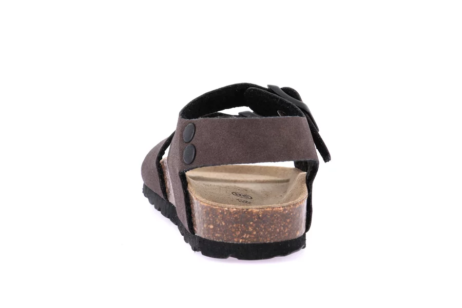 Sandalo doppia fibbia in eco-suede SB0635 - TESTA DI MORO | Grünland Junior