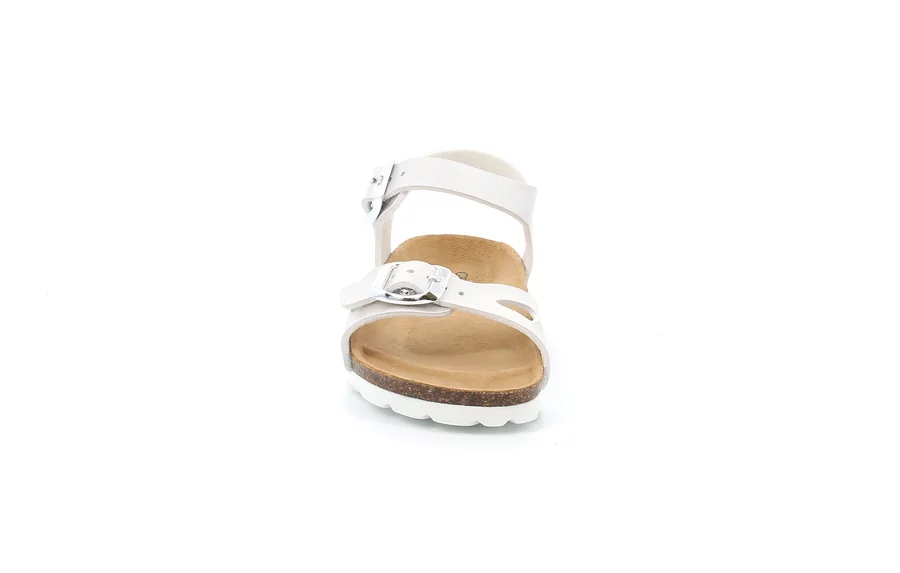 Pearly cork sandal with double buckle | LUCE SB0646 - PERLA | Grünland Junior