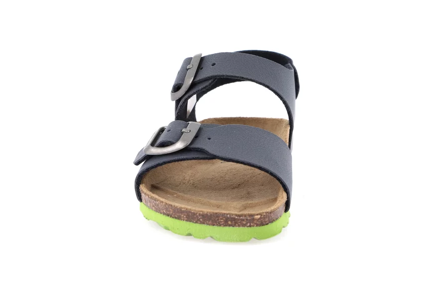 Cork sandal with double buckle SB0901 - BLU-LIME | Grünland Junior