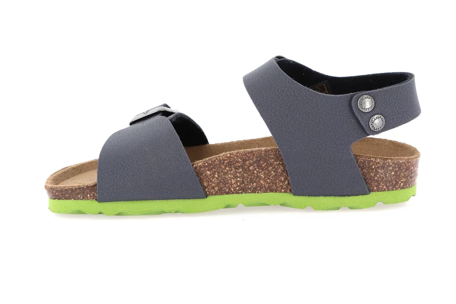 Cork sandal with double buckle SB0901 - BLU-LIME | Grünland Junior
