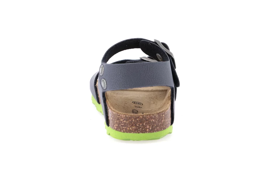 Cork sandal with double buckle SB0901 - BLU-LIME | Grünland Junior