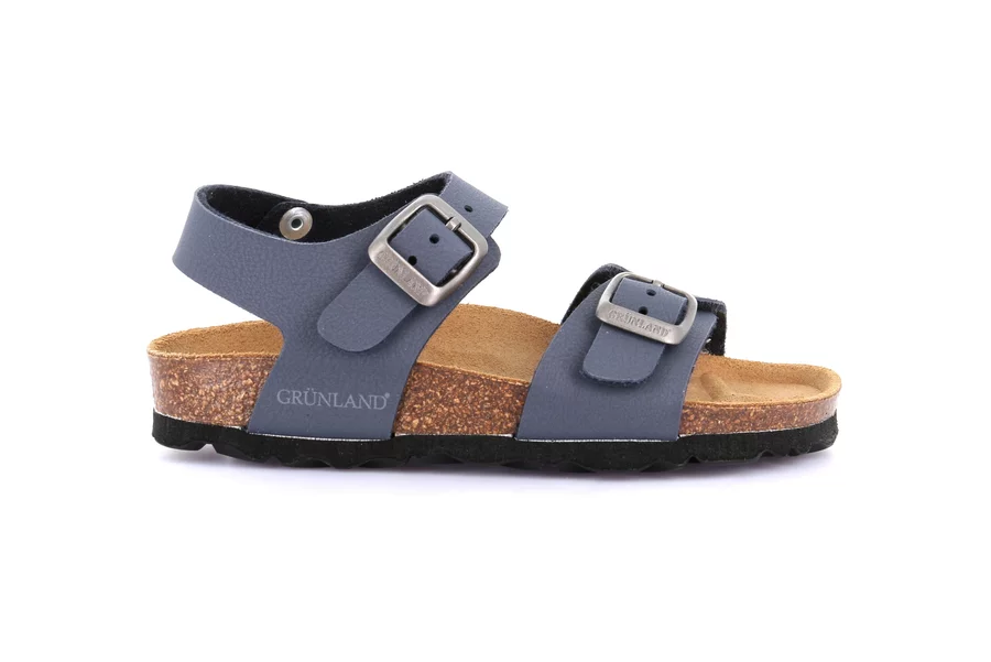 Cork sandal with double buckle SB0901 - BLUE | Grünland Junior