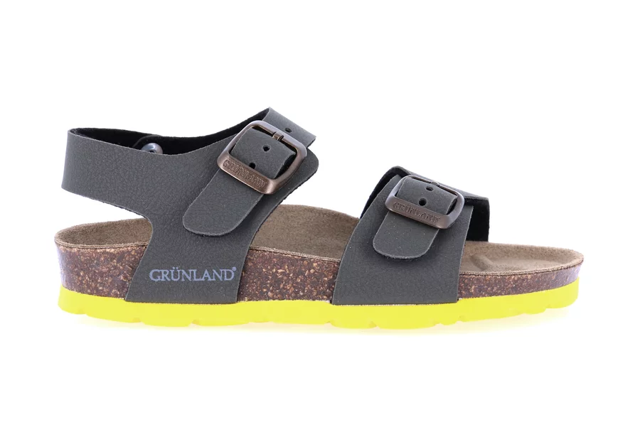 Sandalo in sughero con doppia fibbia SB0901 - OLIVA-GIALLO | Grünland Junior