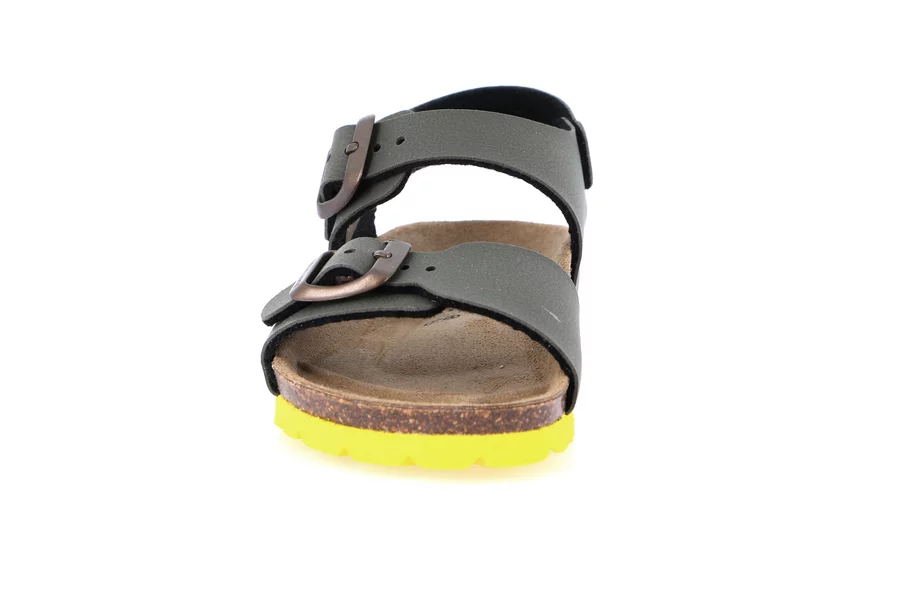 Cork sandal with double buckle SB0901 - OLIVA-GIALLO | Grünland Junior