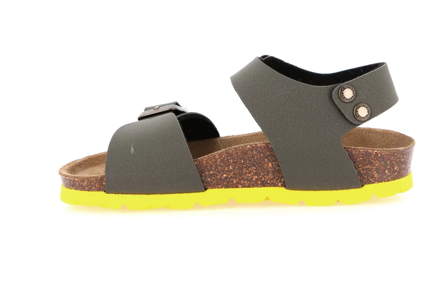 Cork sandal with double buckle SB0901 - OLIVA-GIALLO | Grünland Junior