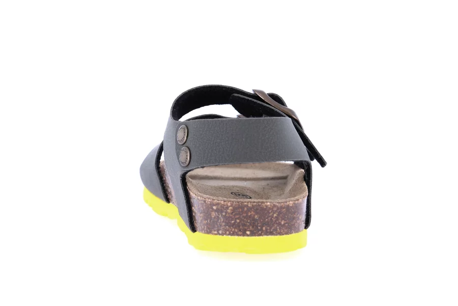 Sandalo in sughero con doppia fibbia SB0901 - OLIVA-GIALLO | Grünland Junior