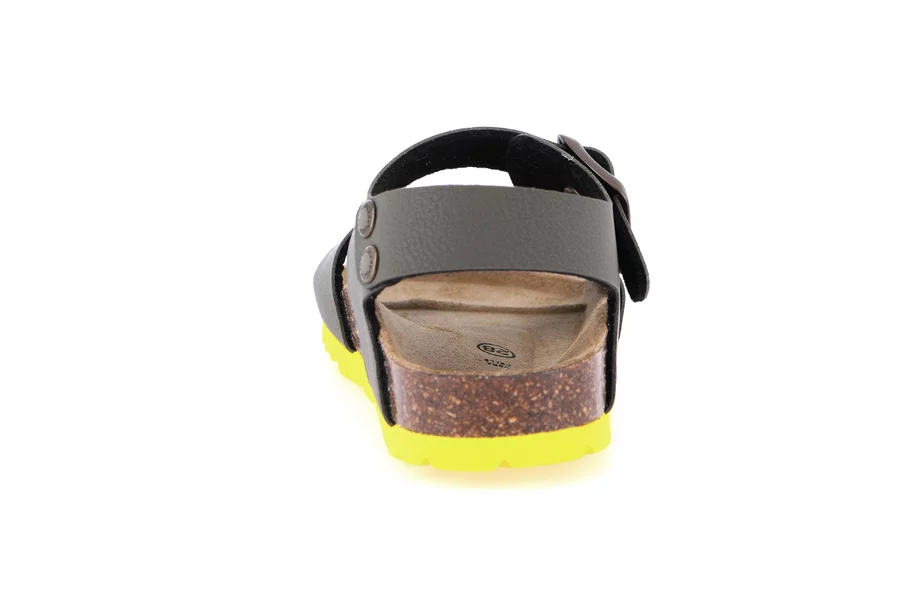 Cork sandal with double buckle SB0901 - OLIVA-GIALLO | Grünland Junior