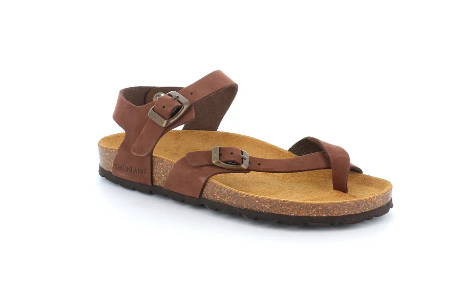 Women's flip-flop sandal in leather | SARA SB0917 - BROWN | Grünland