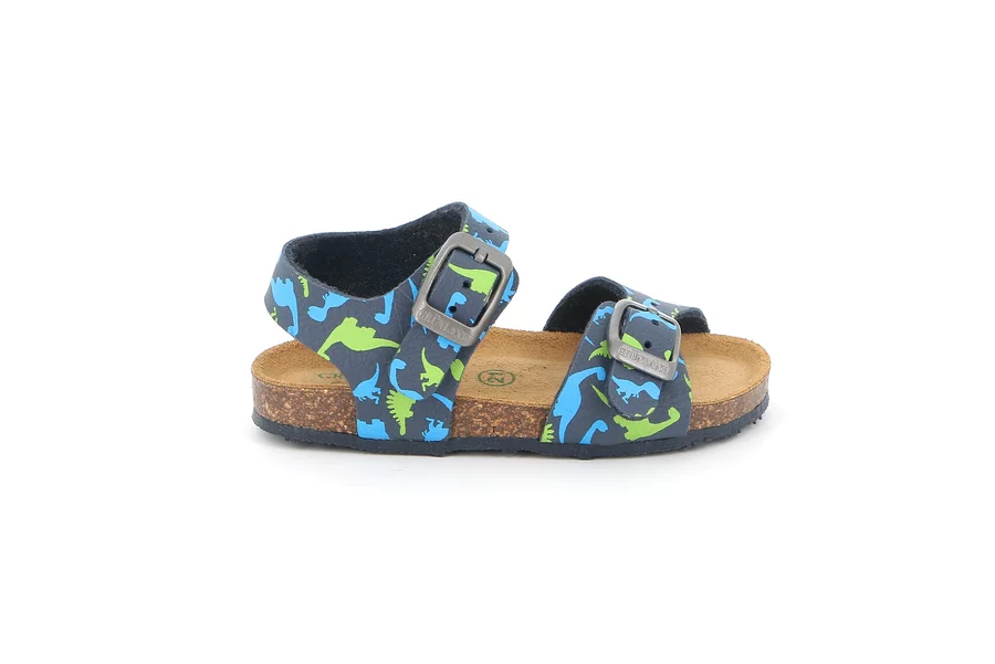 First steps sandal with dinosaur print | AFRE SB0940 - BLU-MULTI | Grünland Junior