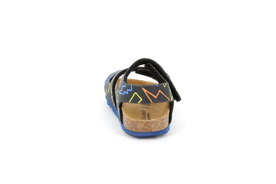 Sandal with tear and buckle closure | ARIA SB0967 - NERO-MULTI | Grünland Junior