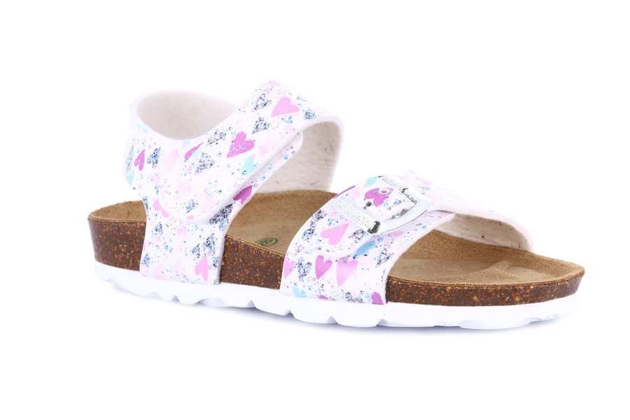 Sandal with hook-and-loop and hearts SB1127 - BIANCO-MULTI | Grünland Junior