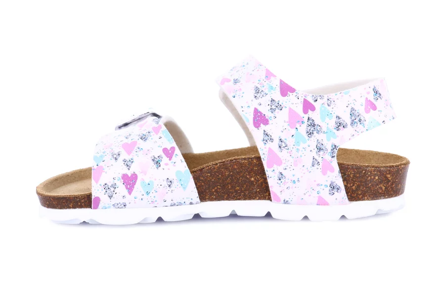 Sandal with hook-and-loop and hearts SB1127 - BIANCO-MULTI | Grünland Junior