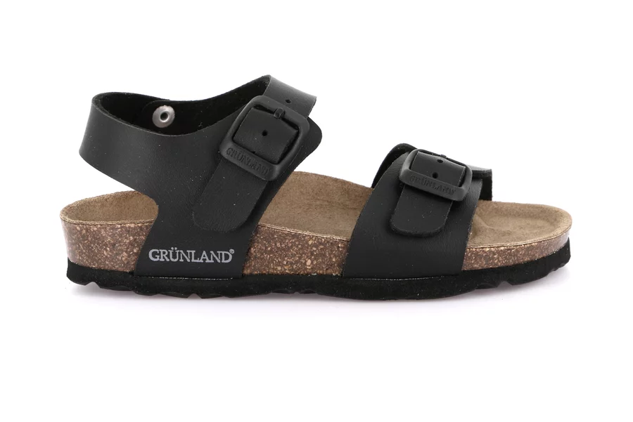 Sandal in Natural Cork | LUCE SB1206 - BLACK | Grünland Junior