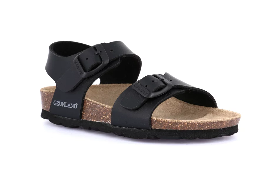 Sandal in Natural Cork | LUCE SB1206 - BLACK | Grünland Junior