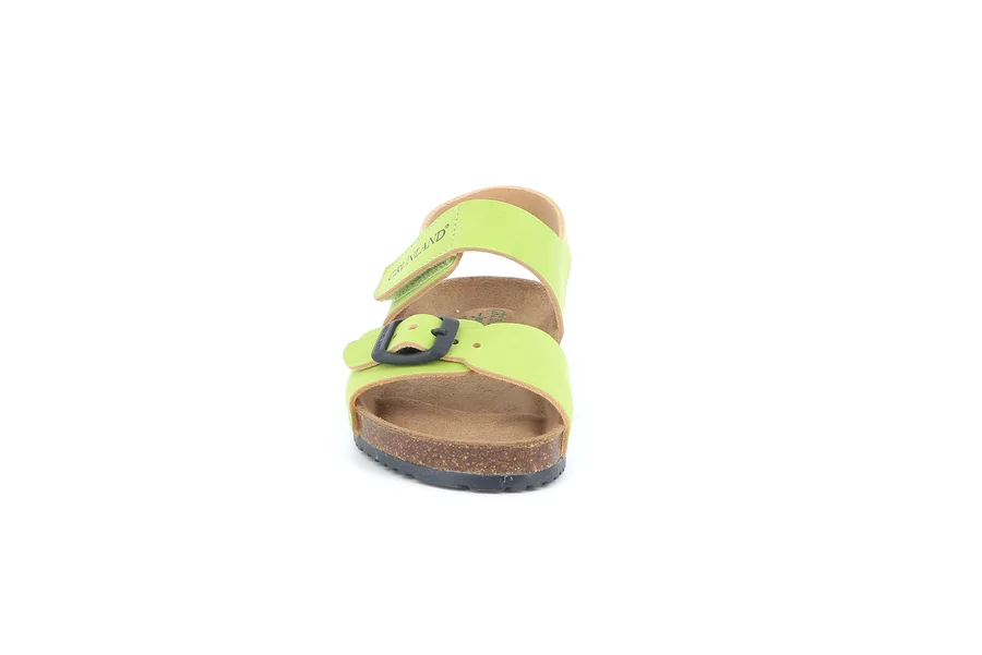 Sandale mit Schnalle und Klettverschluss | META SB1328 - LIME-NERO | Grünland Junior