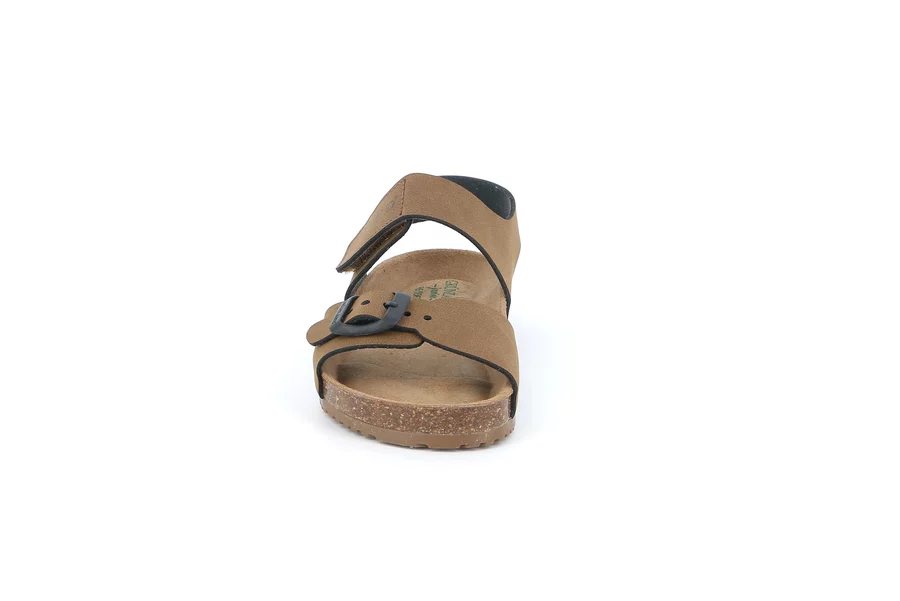 Sandal with buckle and hook-and-loop closure | META SB1328 - MARRONE-NERO | Grünland Junior