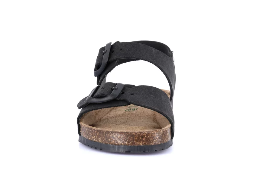 Cork sandal with two buckles | META SB1329 - BLACK | Grünland Junior