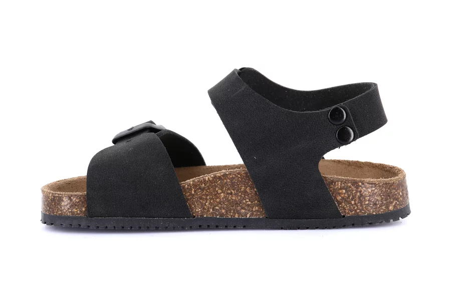 Cork sandal with two buckles | META SB1329 - BLACK | Grünland Junior