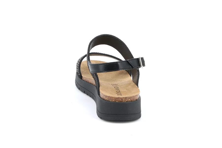 Sandalo con motivo greco e applicazioni | DOXE SB1335 - NERO | Grünland