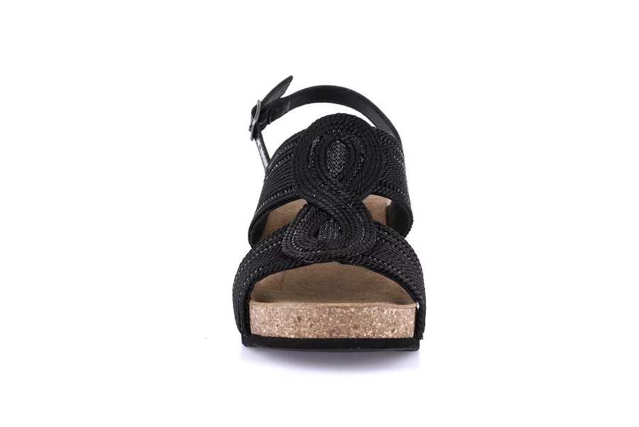 Sandalo con zeppa in sughero | ERSI SB1404 - NERO | Grünland