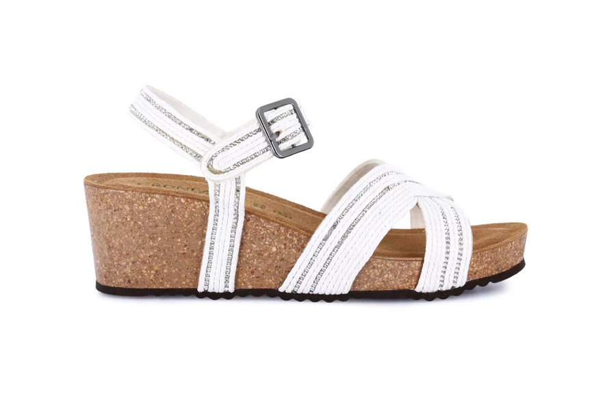 Sandalo con zeppa in sughero | ERSI SB1405 - BIANCO | Grünland