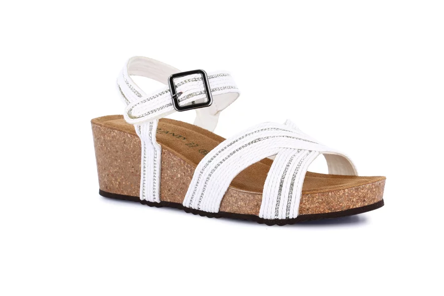 Sandalo con zeppa in sughero | ERSI SB1405 - BIANCO | Grünland