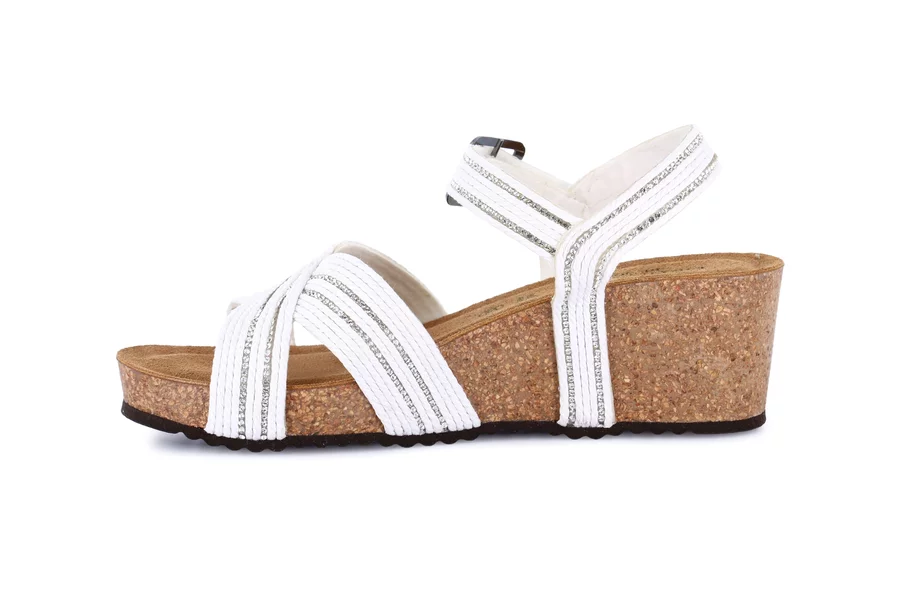 Sandalo con zeppa in sughero | ERSI SB1405 - BIANCO | Grünland