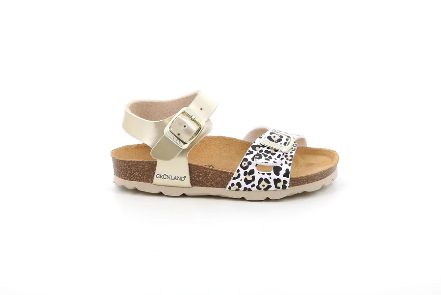 Sandalo in vernice leopardata SB1525 - PLATINO-MULTI | Grünland Junior