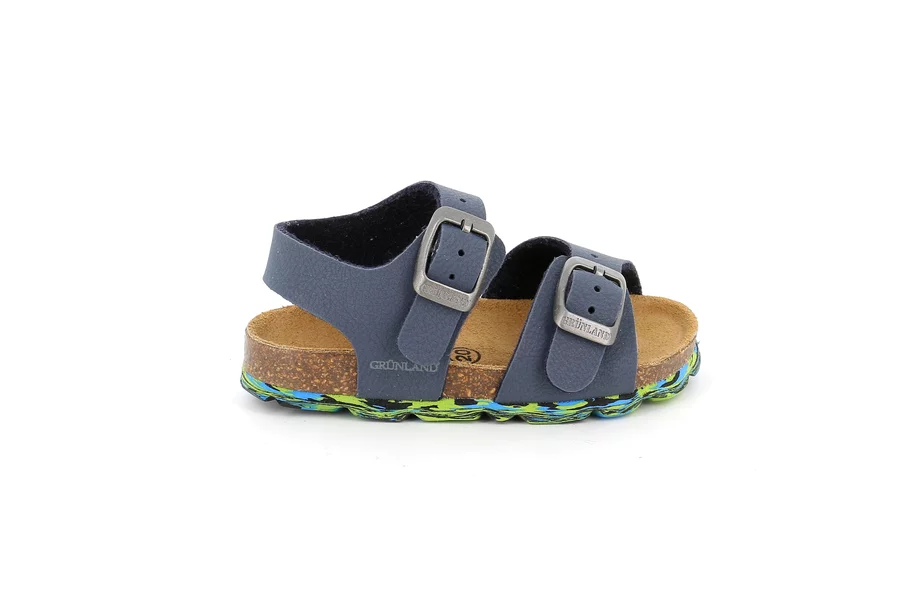 Children's sandal with double buckle SB1641 - BLU-MULTI | Grünland Junior