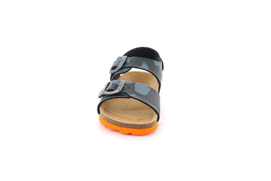 Children's cork sandal SB1680 - GRIGIO MILIT ARANCIO | Grünland Junior
