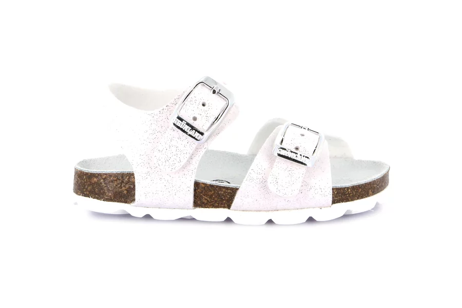 Sandal in glittered patent leather | ARIA SB1789 - WHITE | Grünland Junior