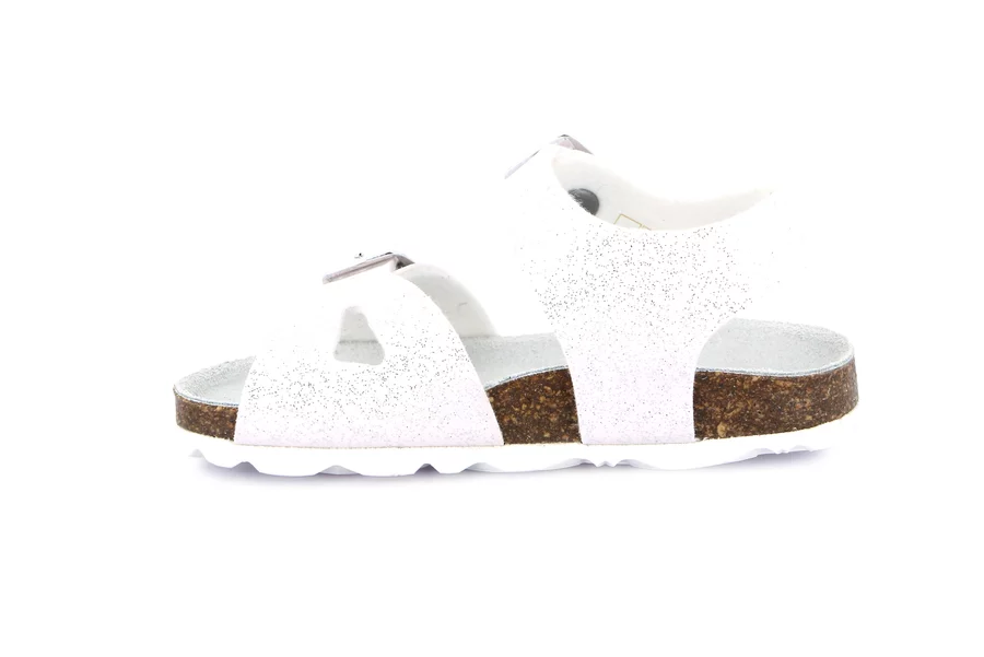 Sandal in glittered patent leather | ARIA SB1789 - WHITE | Grünland Junior