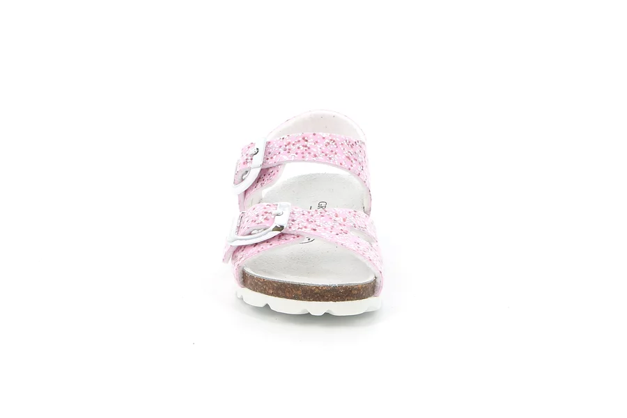 Sandale aus glitzerndem Lackleder | ARIA SB1789 - ROSA-BIANCO | Grünland Junior