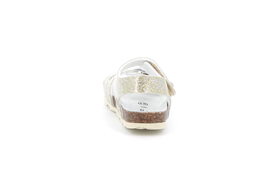 Sandale aus glitzerndem Lackleder | ARIA SB1790 - PLATINO-BEIGE | Grünland Junior