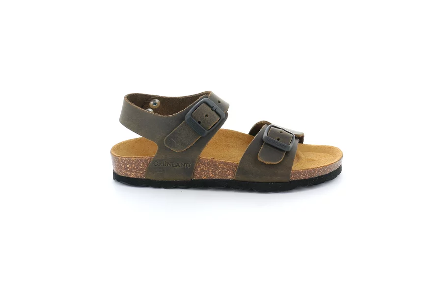 Sandale aus echtem Leder | LUCE SB1796 - OLIVA | Grünland Junior