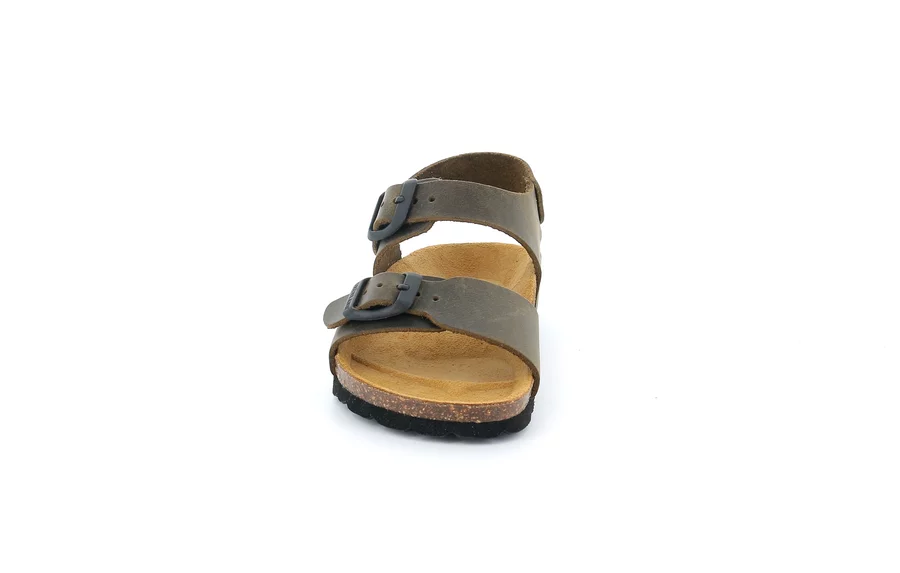 Sandalo in vera pelle | LUCE SB1796 - OLIVA | Grünland Junior