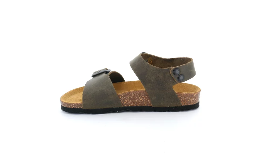 Sandal in genuine leather | LUCE SB1796 - OLIVA | Grünland Junior