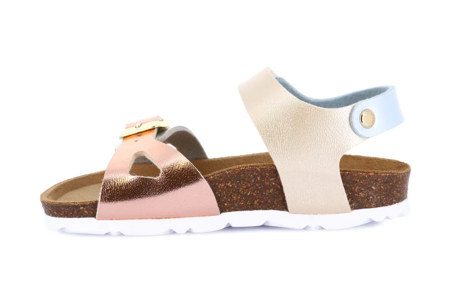 Pearly cork sandal for little girl | LUCE  SB1830 - ARGENTO-MULTI | Grünland Junior