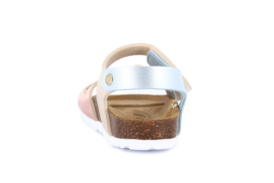 Pearly cork sandal for little girl | LUCE  SB1830 - ARGENTO-MULTI | Grünland Junior