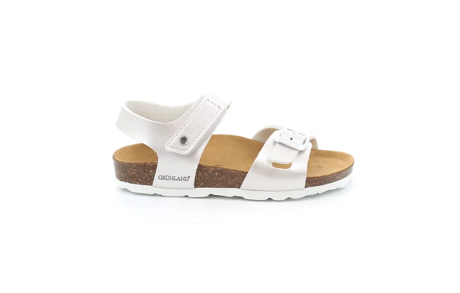 Pearly cork sandal for little girl | LUCE  SB1830 - PERLA | Grünland Junior