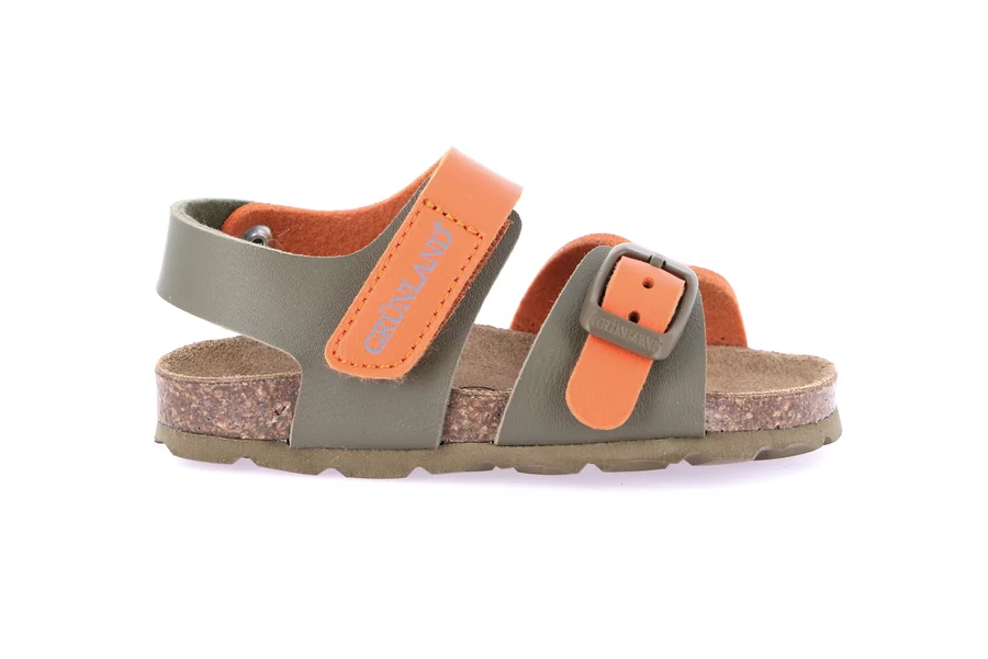 Sandal with tear closure and buckle | ARIA SB1892 - OLIVA-MATTONE | Grünland Junior