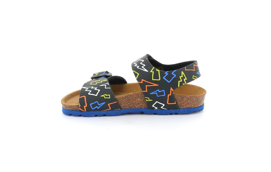 Neon 80s print sandal | LUCE SB2007 - NERO-MULTI | Grünland Junior