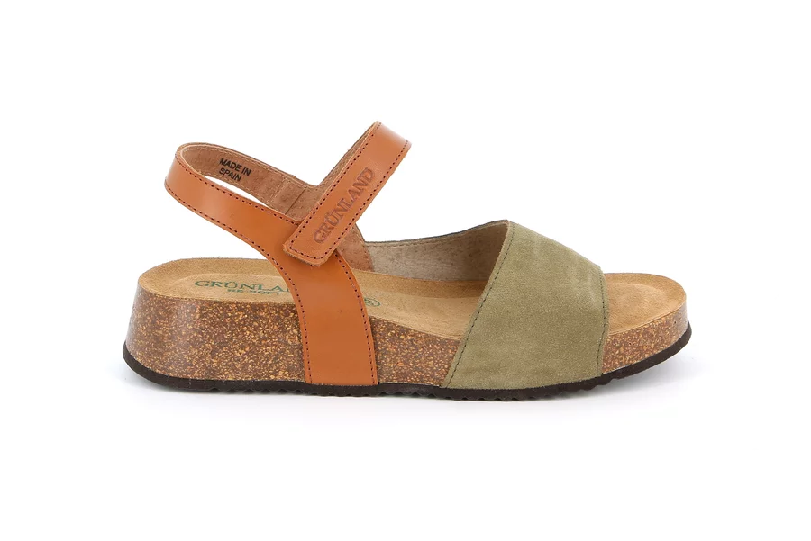 Sandal in genuine leather | ENNA SB2041 - OLIVA | Grünland