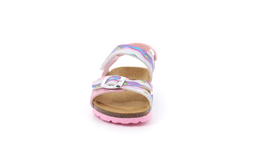 Sandal with multicolor double buckle | LUCE SB2149 - ROSA-MULTI | Grünland Junior