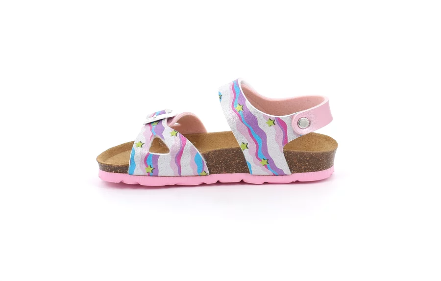 Sandal with multicolor double buckle | LUCE SB2149 - ROSA-MULTI | Grünland Junior