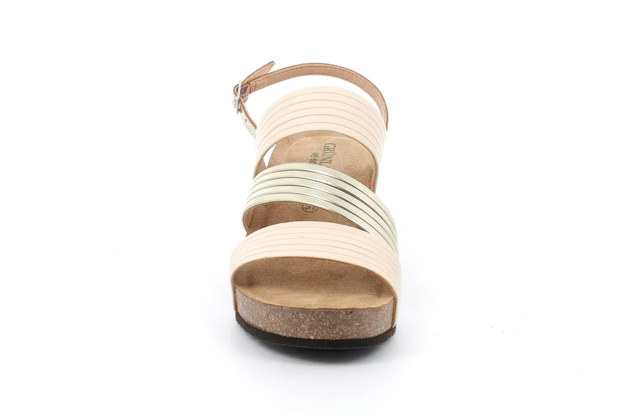 Sandalo in sughero con tre fasce SB2283 - BEIGE | Grünland
