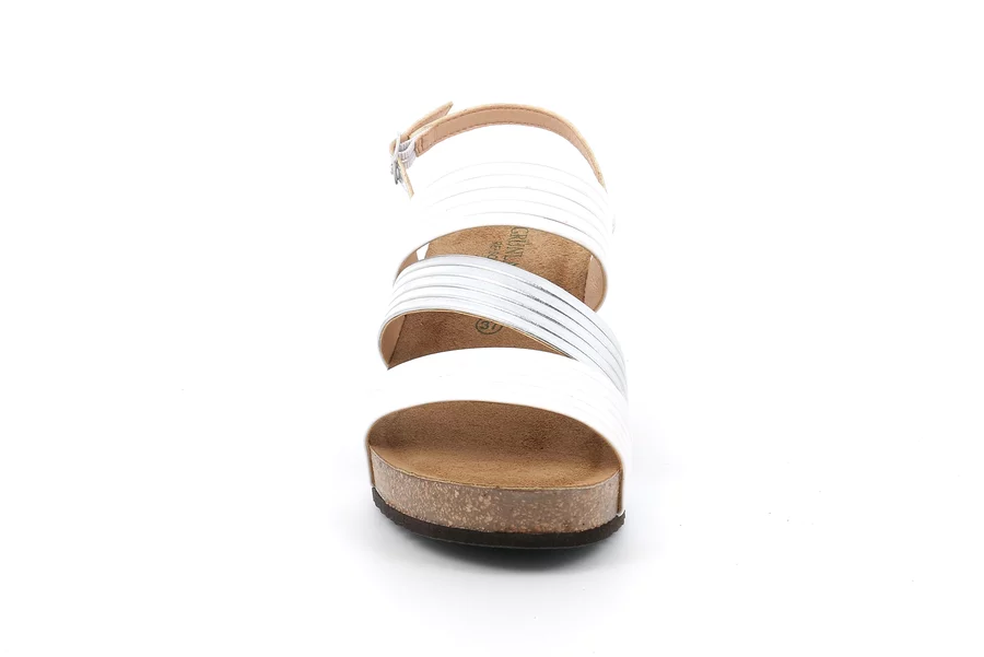 Sandalo in sughero con tre fasce SB2283 - BIANCO | Grünland