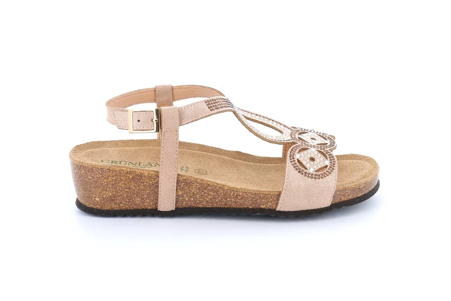 MEMI sandal with t-bar and rhinestones SB2881 - TAUPE | Grünland