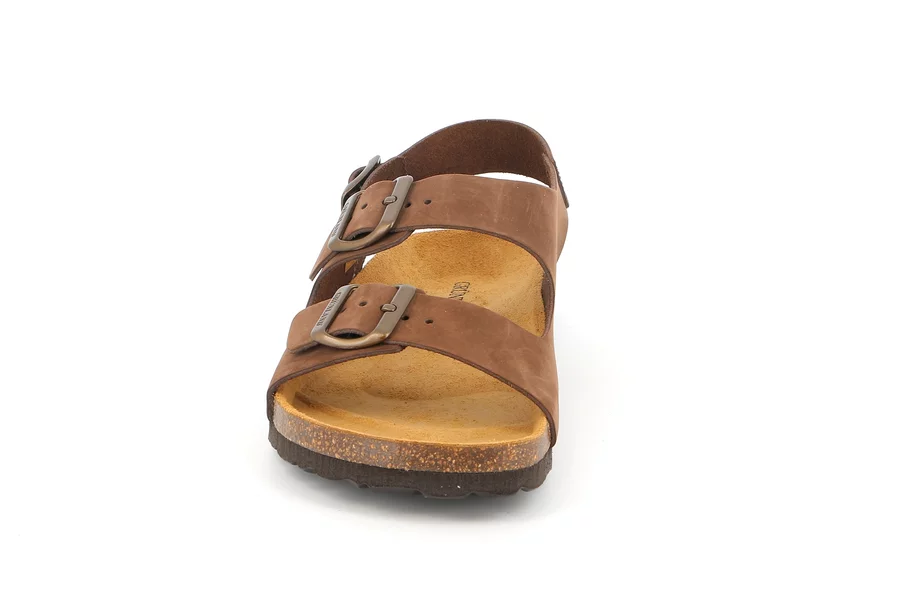 Sandalo tripla fibbia in pelle | BOBO SB3003 - MARRONE | Grünland